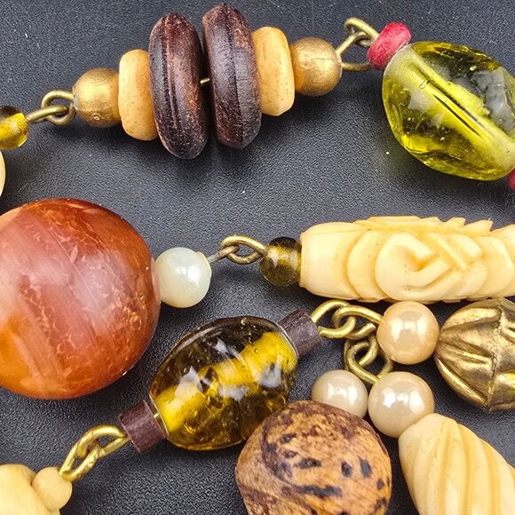 Vintage Double Strand Multicolor Beggars Beads Necklace 36" Opera Boho - Picture 6 of 8